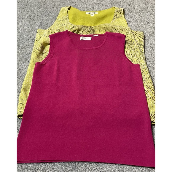 Banana Republic, Laura Ashley Dresses & Skirts - Lot Of 2 Tank Tops Womens Sz S Fuchsia Knit Green Chiffon Casual Career Classic